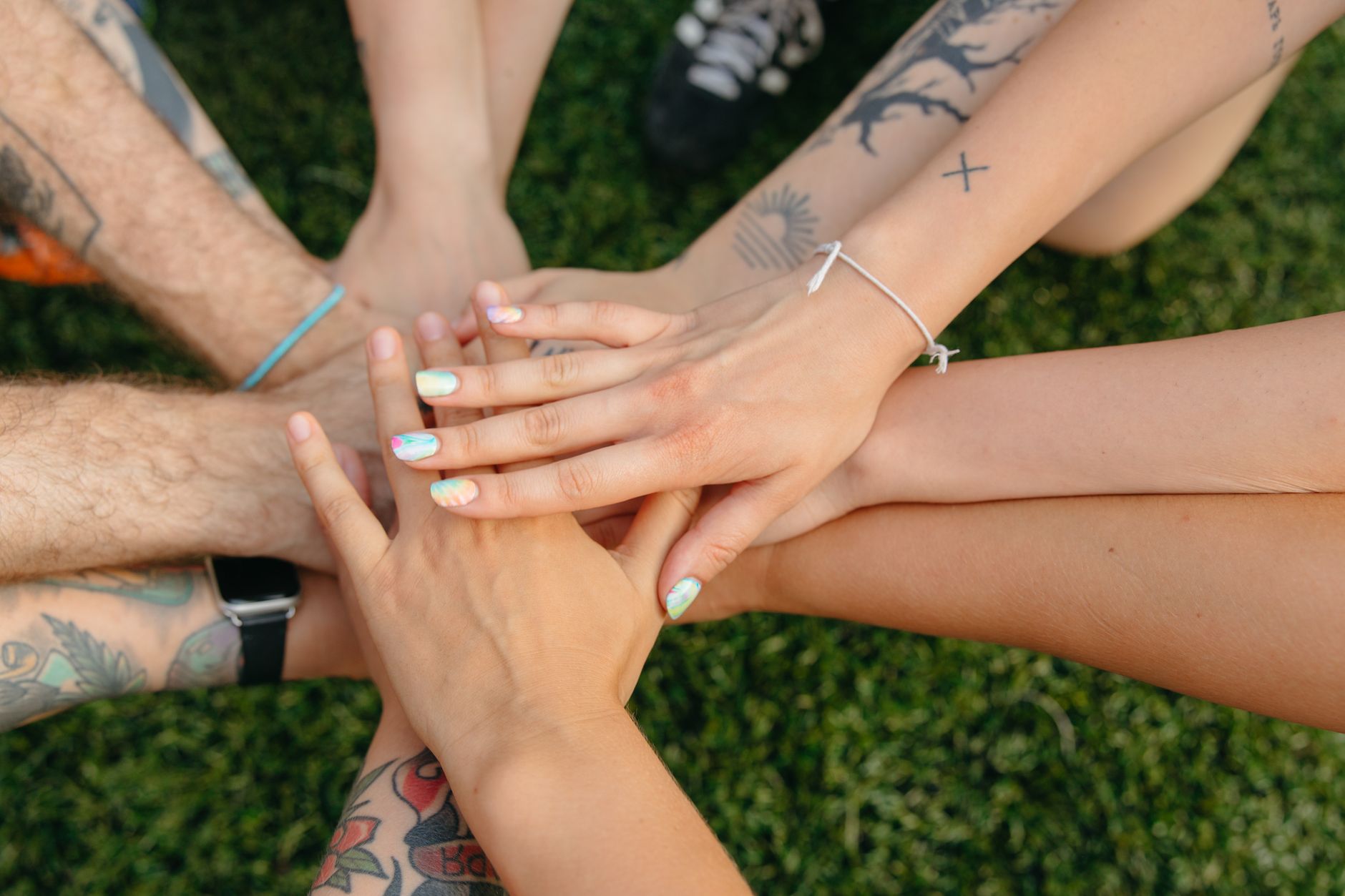 team doing hands together